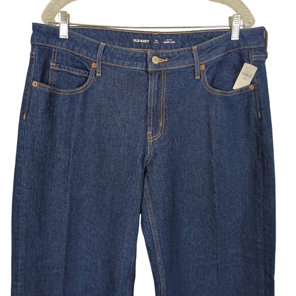 Old Navy Womens 14 Petite‎ Blue Jeans Mid-Rise Wide Leg Denim Casual Wear - Picture 3 of 13